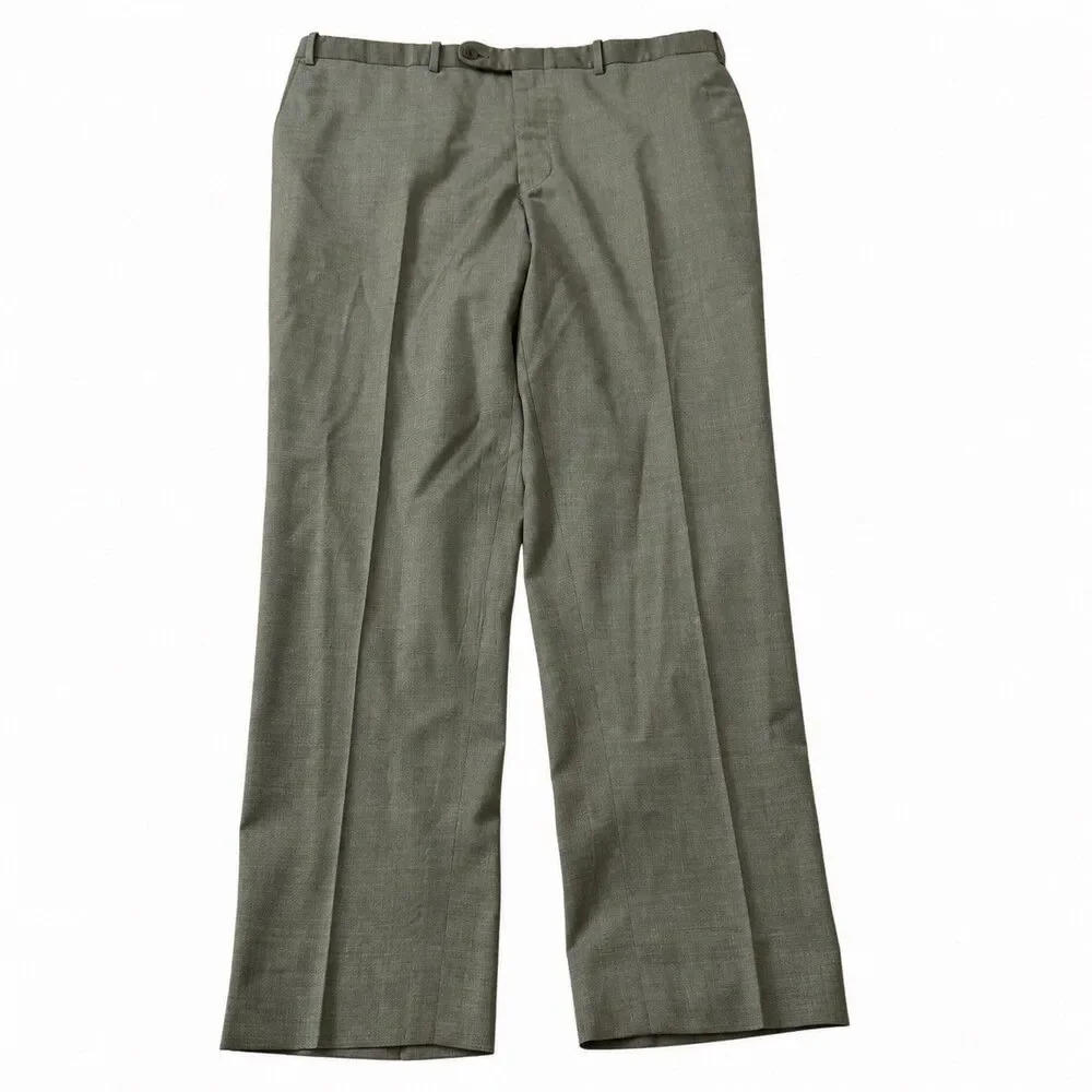 Peter Millar Wool Dress Pants Mens 42R Gray Straight Leg Flat Front Career